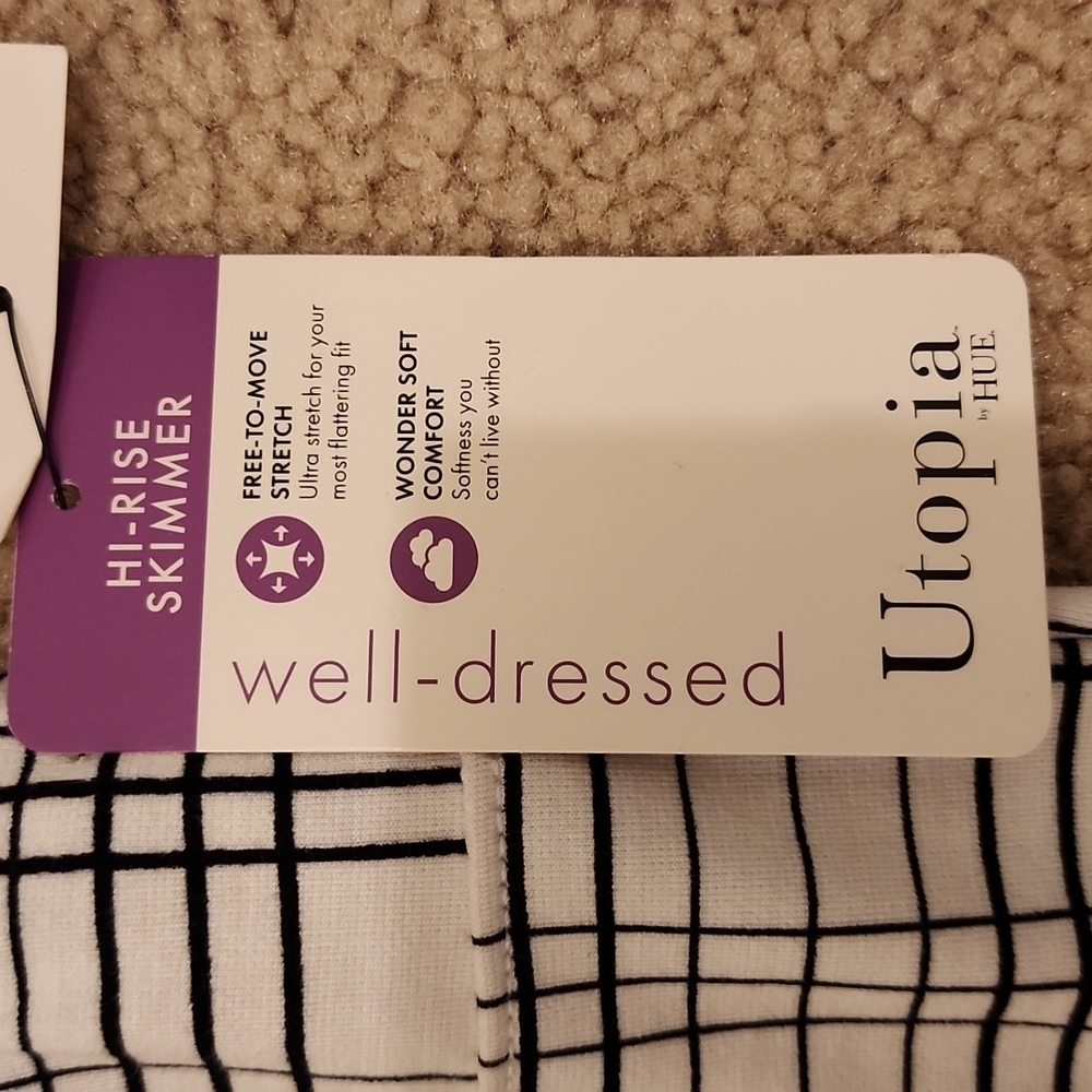 Utopia by Hue Legging High Tise Skimmer Window Pane Plaid size Large - Picture 7 of 11